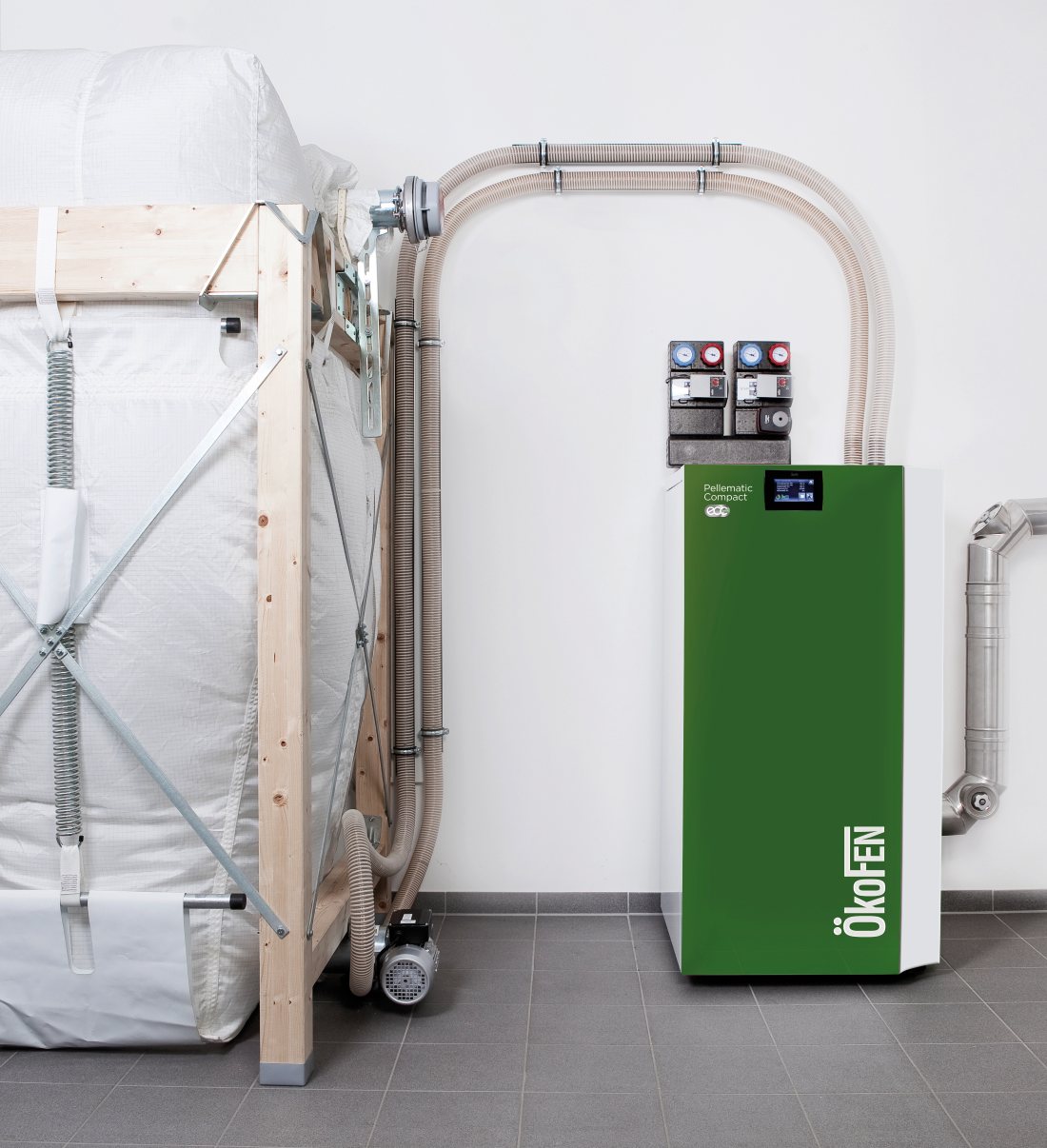 Chaudière à granulés ÖkoFEN Pellematic Compact avec silo textile Flexilo
