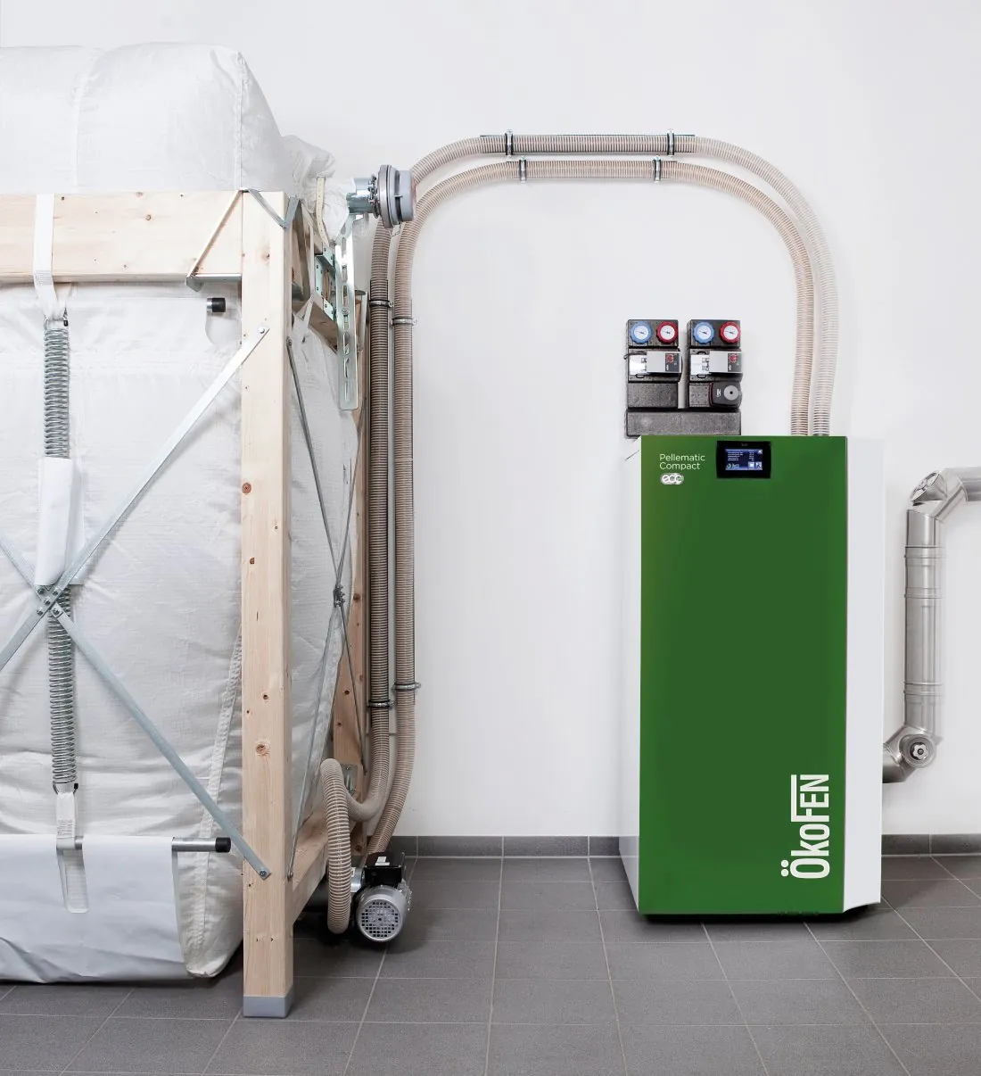 Chaudière à granulés ÖkoFEN Pellematic Compact avec silo textile Flexilo